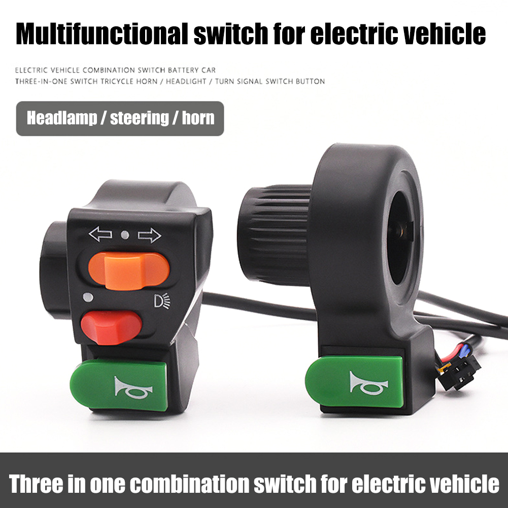 Đèn Báo Rẽ Xe Đạp Điện Ebike Nút Công Tắc Còi Đèn Pha Màu Đen