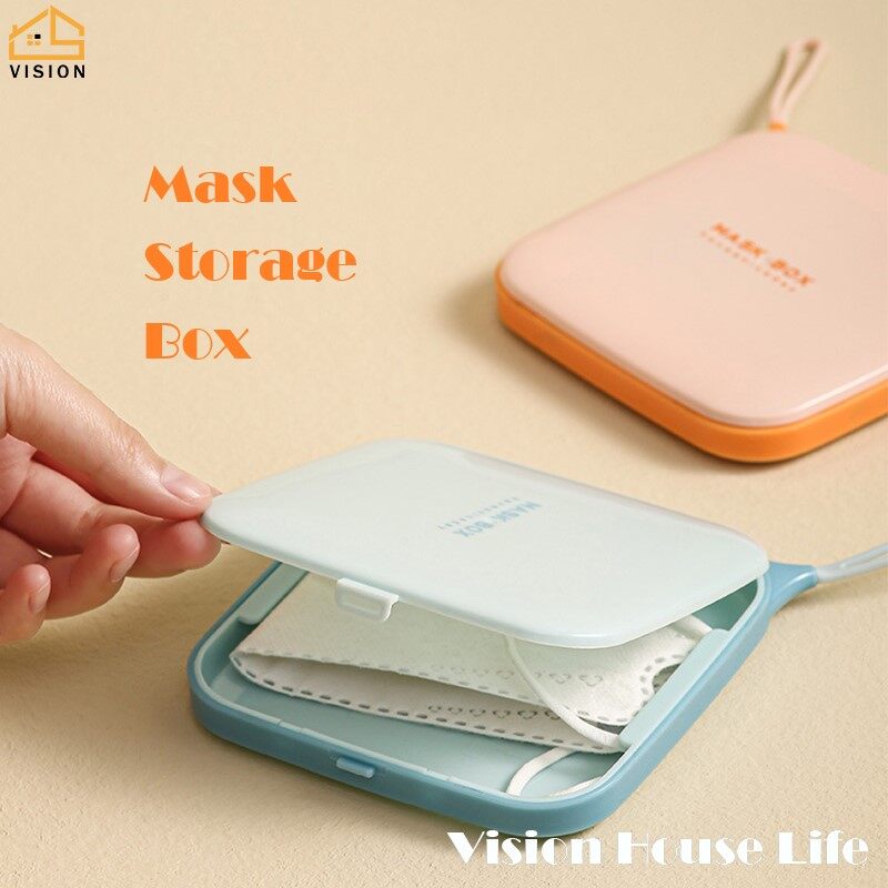 Vision Square portable mask storage box dustproof mask storage box antifouling cover plastic temporary storage clip KF94 simple compact mask box