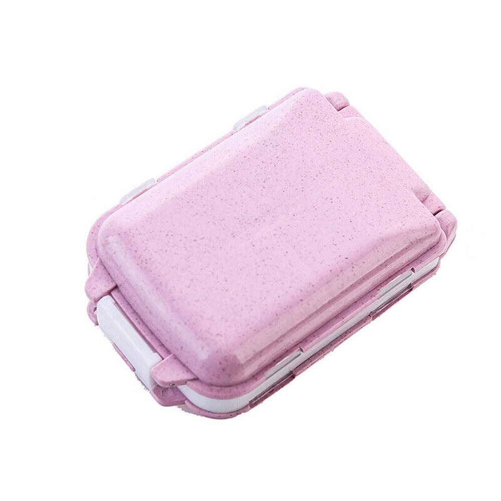 Daily Pill Box Portable Organizer Case Medicine Travel Storage Dispenser Case Wheat Straw Storage Box Emergency Medicine Box