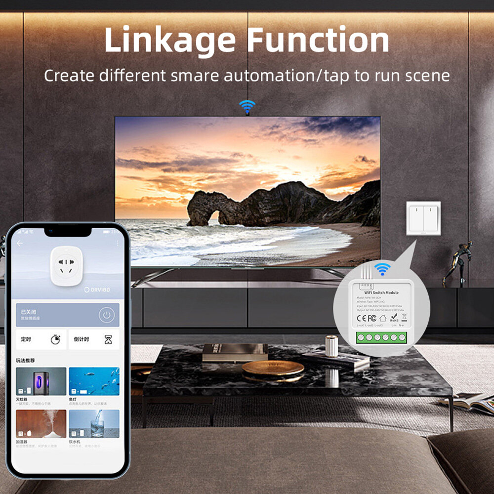 E Life Smart Store Tuya Wifi Smart Light Switch Module Supports 2 Way Control App Remote Control DIY Breaker 100-240V 2/3/4 Gang Tuya Smart WiFi Light Switch Mini Smart Circuit Breaker Smart Life Control Works For Alexa Google Home