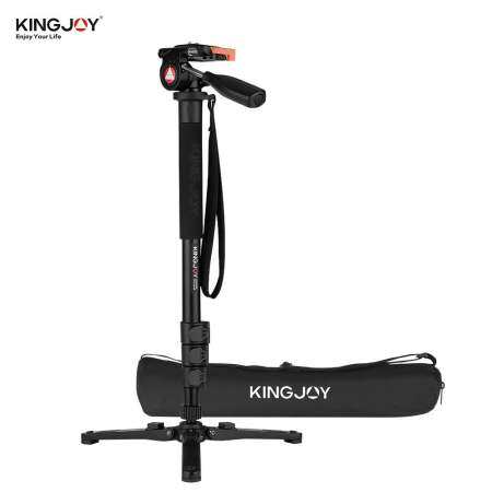 KINGJOY MP1008F กล้องถ่ายรูปขาตั้งอลูมิเนียมโลหะผสมที่ถอดออกได้ 3 ขาฐานสามขากระทะเอียงของเหลวหัว 54-140 ซม. ปรับความสูง 5 KG/11lbs โหลดความจุสำหรับ Canon สำหรับ Nikon สำหรับ Sony กล้อง DSLR