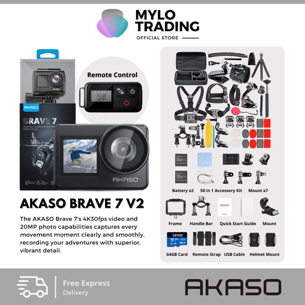 Akaso Brave 7 V2.0 / V3.0 4K30fps 20MP WiFi Action Camera With ElS