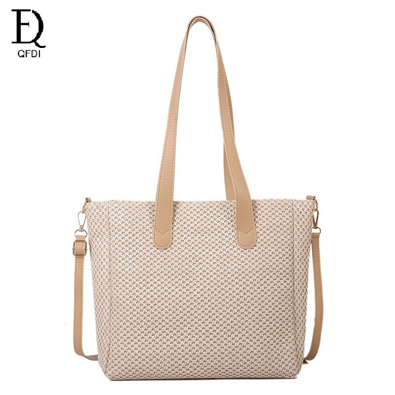 QFDI Versatile woven one-shoulder tote bag woven crossbody bag popular tote bag