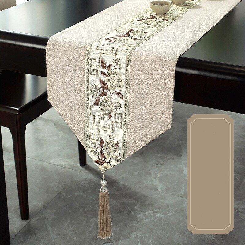 Chinese Style Table Runner Luxury Cotton Linen Jacquard Table Runners Decorative Bed Runner Table Flag Living Room Hotel Tea Tablecloth Hotel Bed Flag