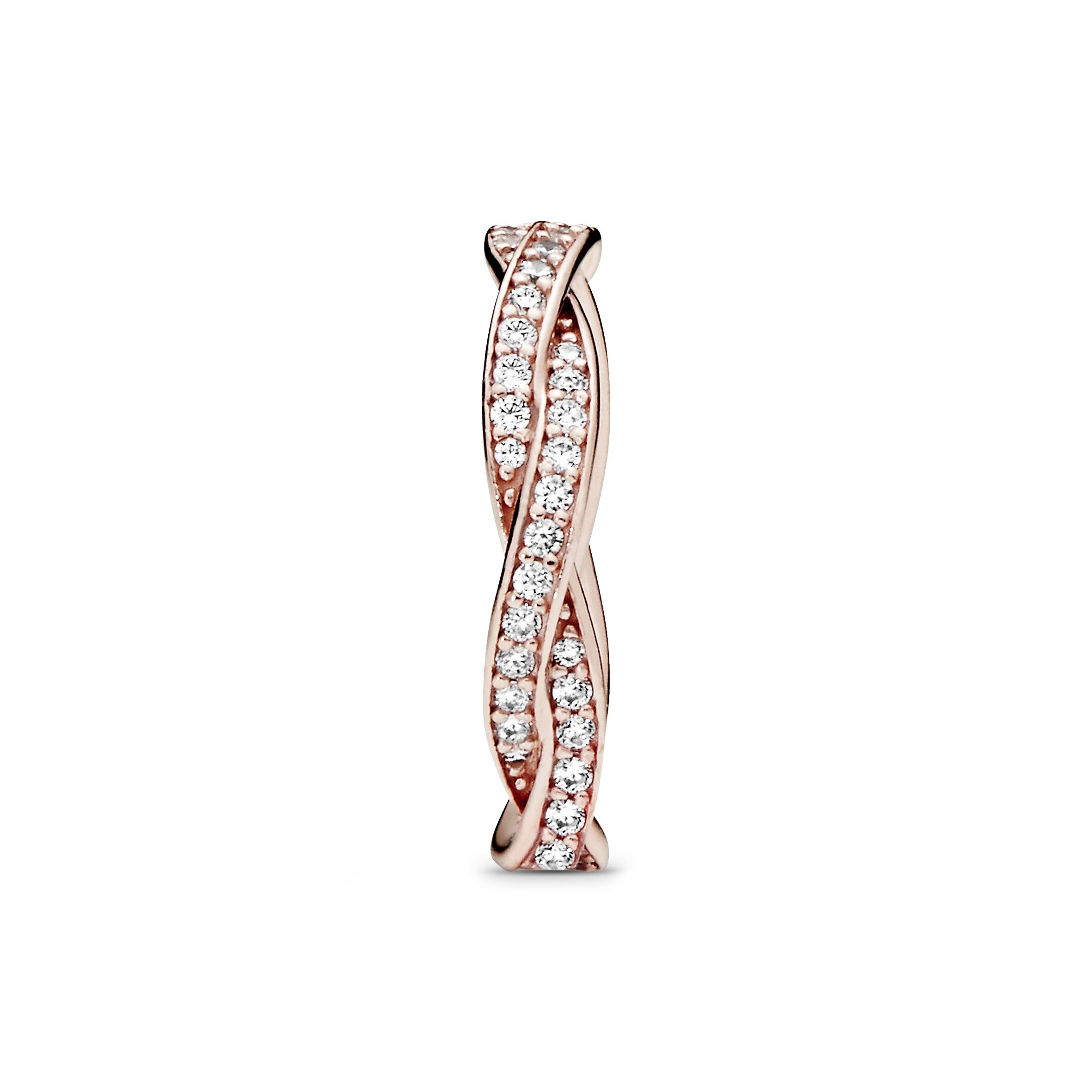 2021 Original Pandoras Rose Sparkling Twisted Lines Ring