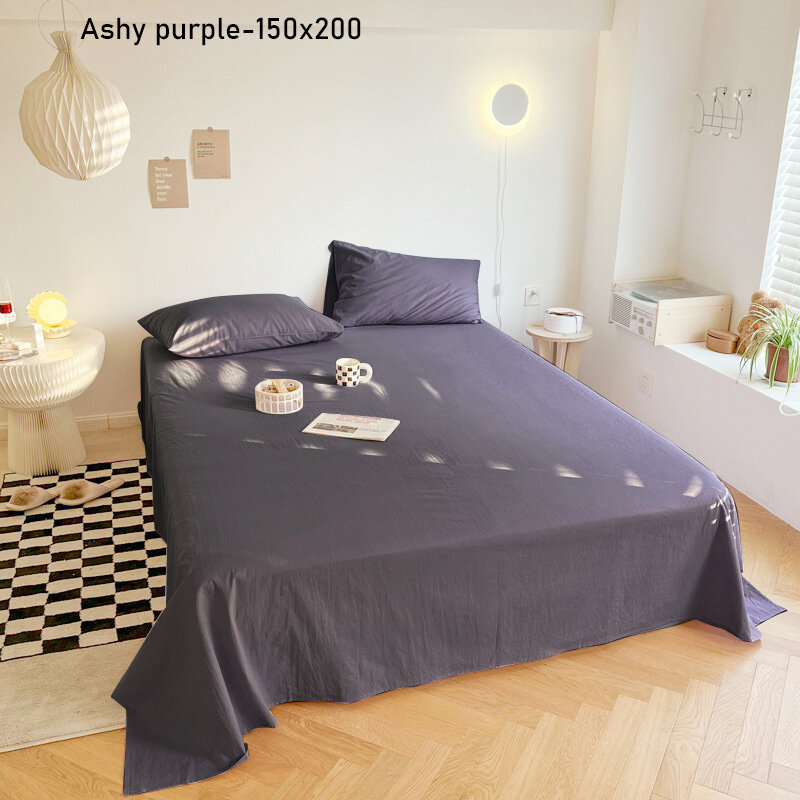 Solid color single sheet 1.5m summer student dormitory single sheet tatami washed cotton pillowcase home textile