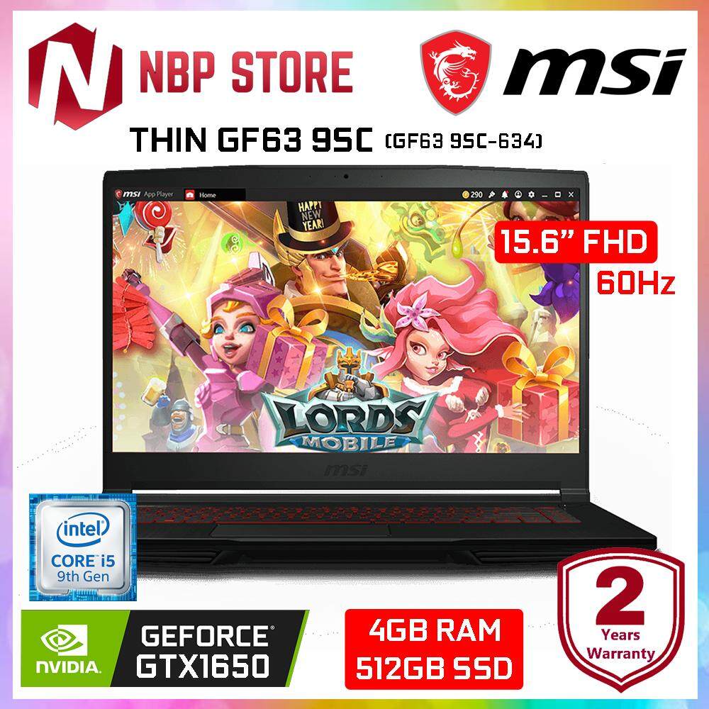 MSI THIN GF63 9SC-634 15.6 FHD IPS Gaming Laptop Black ( i5-9300H, 4GB, 512GB SSD, GTX 1650 4GB, W10 ) Malaysia