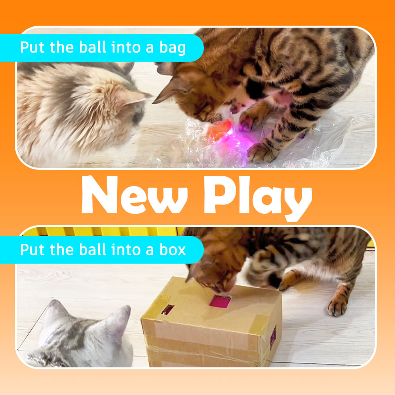 HamshMoc Automatic Cat Toy Interactive Cat Toy Ball USB Rechargeable Auto Moving Auto On Off with LED Light for Activity Indoor for Cats Kitten