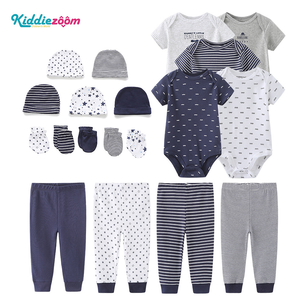 Kidddiezoom newborn baby romper 5set Baby gloves + 5set baby hats+5set baby romper+4set baby pants