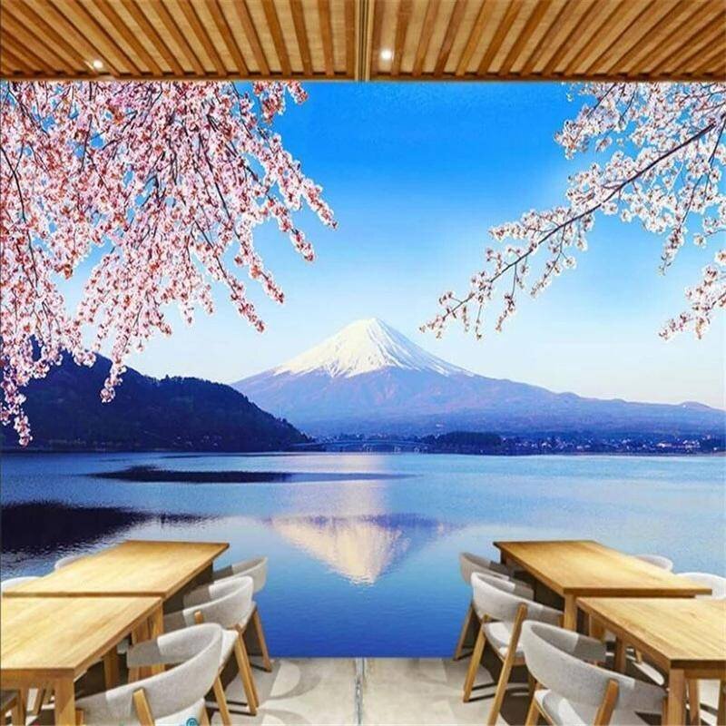 Japan Mount Fuji Sakura Romantic Wall Paper 3D Japanese Cuisine Sushi  Restaurant Hotel Decor Mural Peel and Sticker Wallpaper | Lazada PH