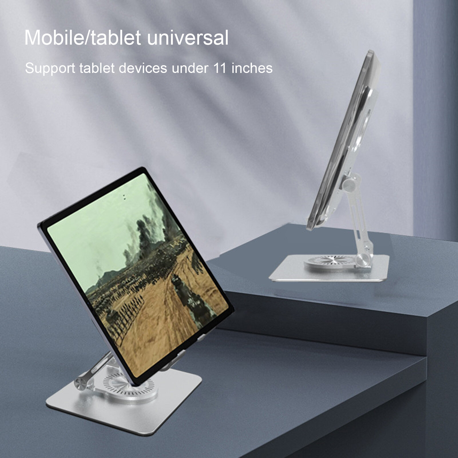 Large Storage Tablet Stand Universal Foldable 360 Degree Rotating Height Adjustable Non-slip Support Portable Tablet Holder Desktop Bracket Home Use Sturdy Tablet Holder