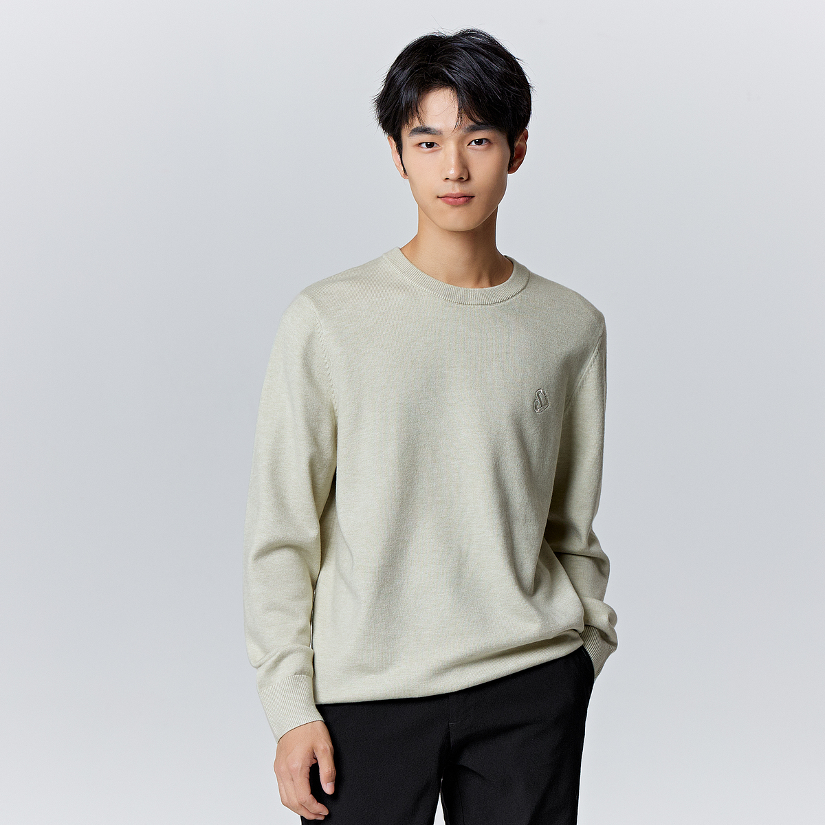 Semir Pullover Sweater for Men in Winter Simple Solid Color Exquisite Urban Commmuting Style Fashionable Casual Sweater