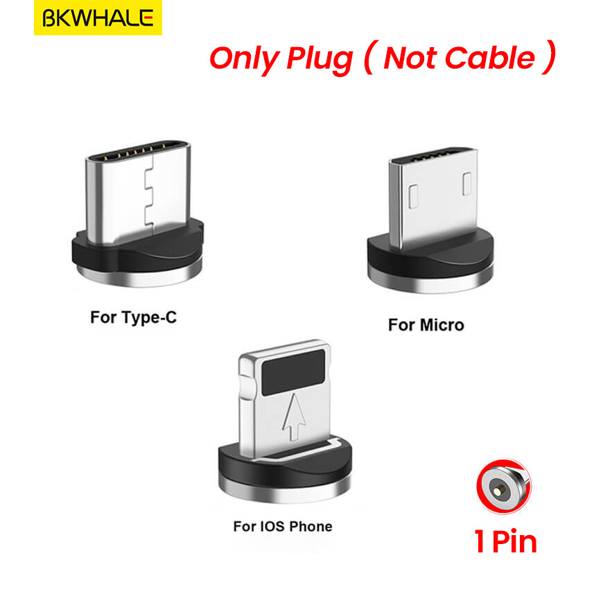 Bkwhale 1meter / 2meter led magnetic cable fast charging magnet micro usb type c lighting charger cables