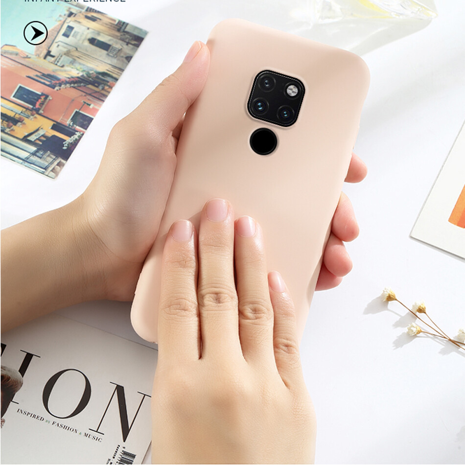 Case for Huawei Mate 40 30 20 Pro Plus Luxury Original Liquid Silicone Case Rubber Microfiber Cloth Lining Cushion Phone Cover for Mate 20X casing