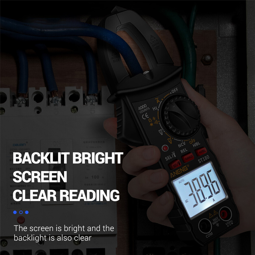 ST180 4000 Counts Digital Current Clamp Meter AC Ohm NCV Multimeter Tester