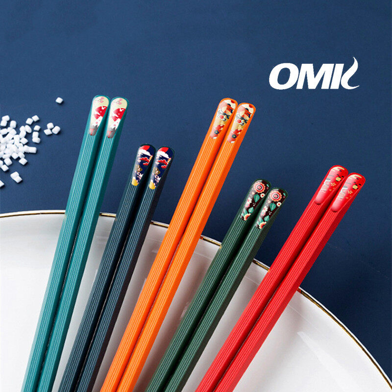 OMK Japanese Style Colorful Alloy Chopsticks for sharing meals by family members ราคา 47 บาท*ส่งฟรี