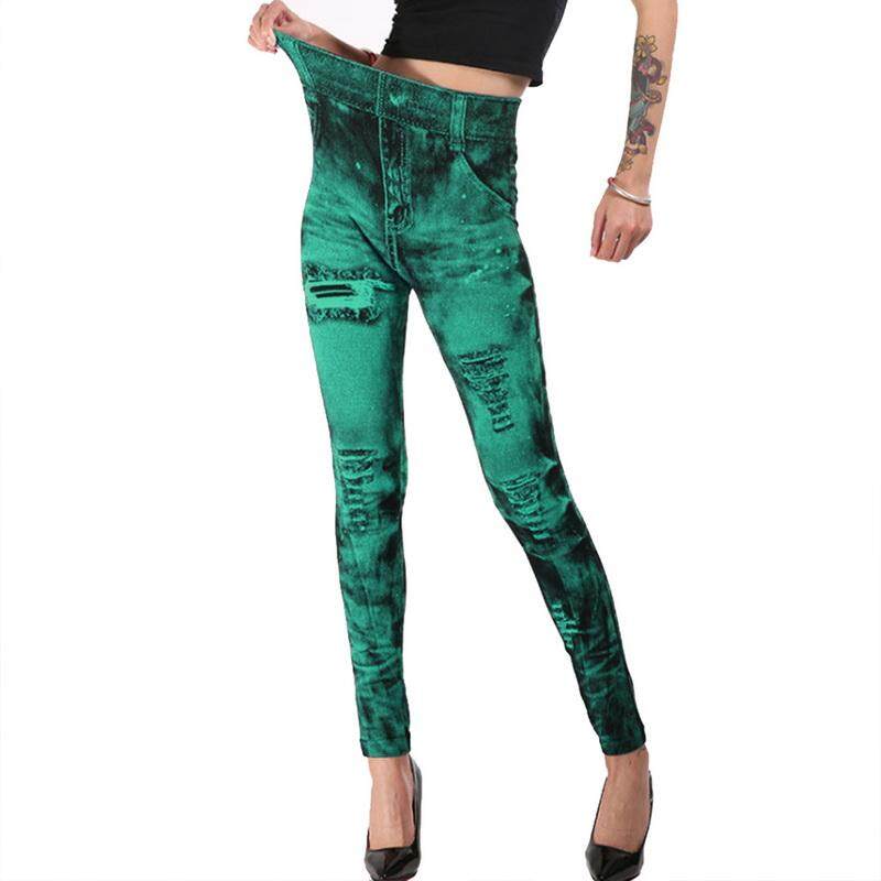Adisputent Quần Legging Giả Jean Cạp Cao Quần Bút Chì Ôm Sát Ngoại Cỡ 3XL Không Đường May Co Giãn Dáng Ôm Quần Legging Chạy Bộ Tập Luyện Cho Nữ