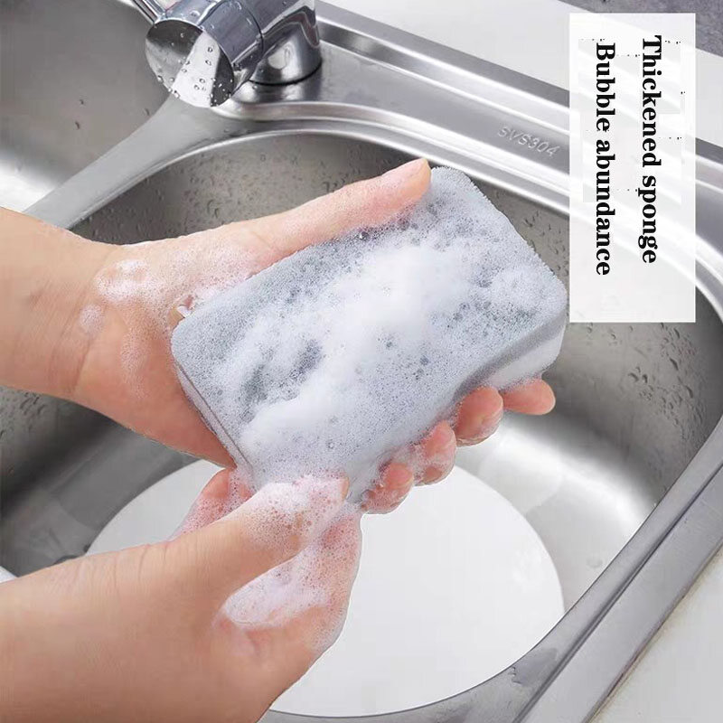 【Neatly】 5Pcs  Double-Sided Sponge Scrub Pot to Wash Dishes Magic Wipe Kitchen Housework Cleaning Three-Layer Sponge Scouring Pad Wholesale Super Low Price