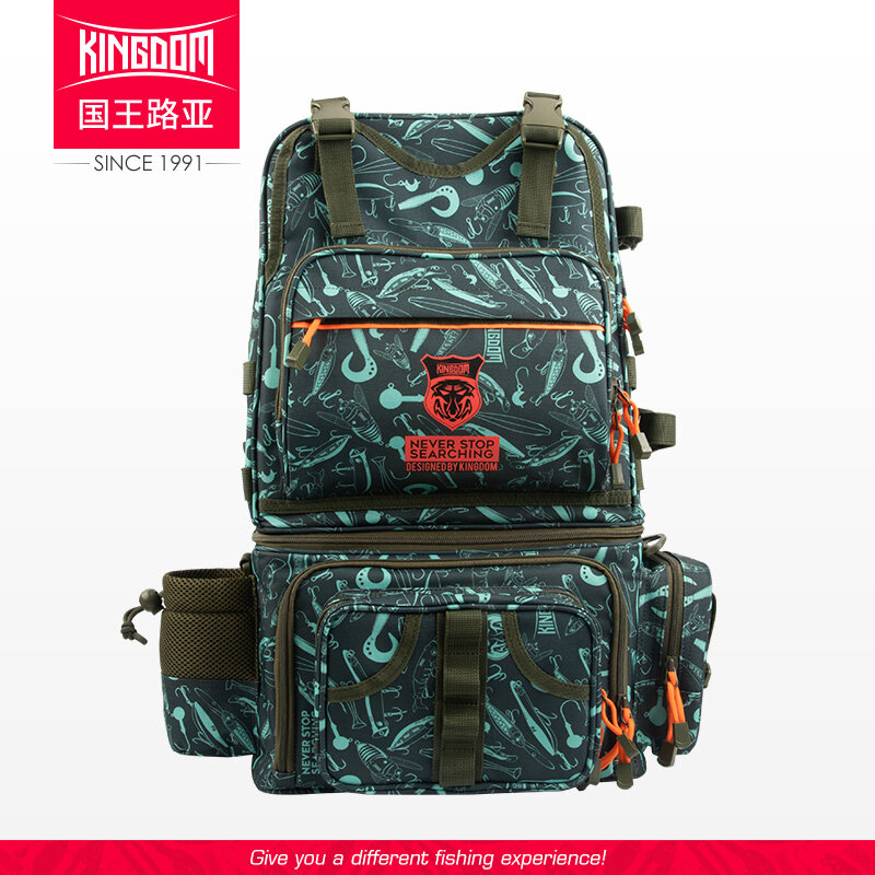 Kingdom Fishing Bags 1000D Waterproof Nylon Large Capacity Detachable Multifunctional 1610g 43x24x53cm fishing bag Model LYB-14