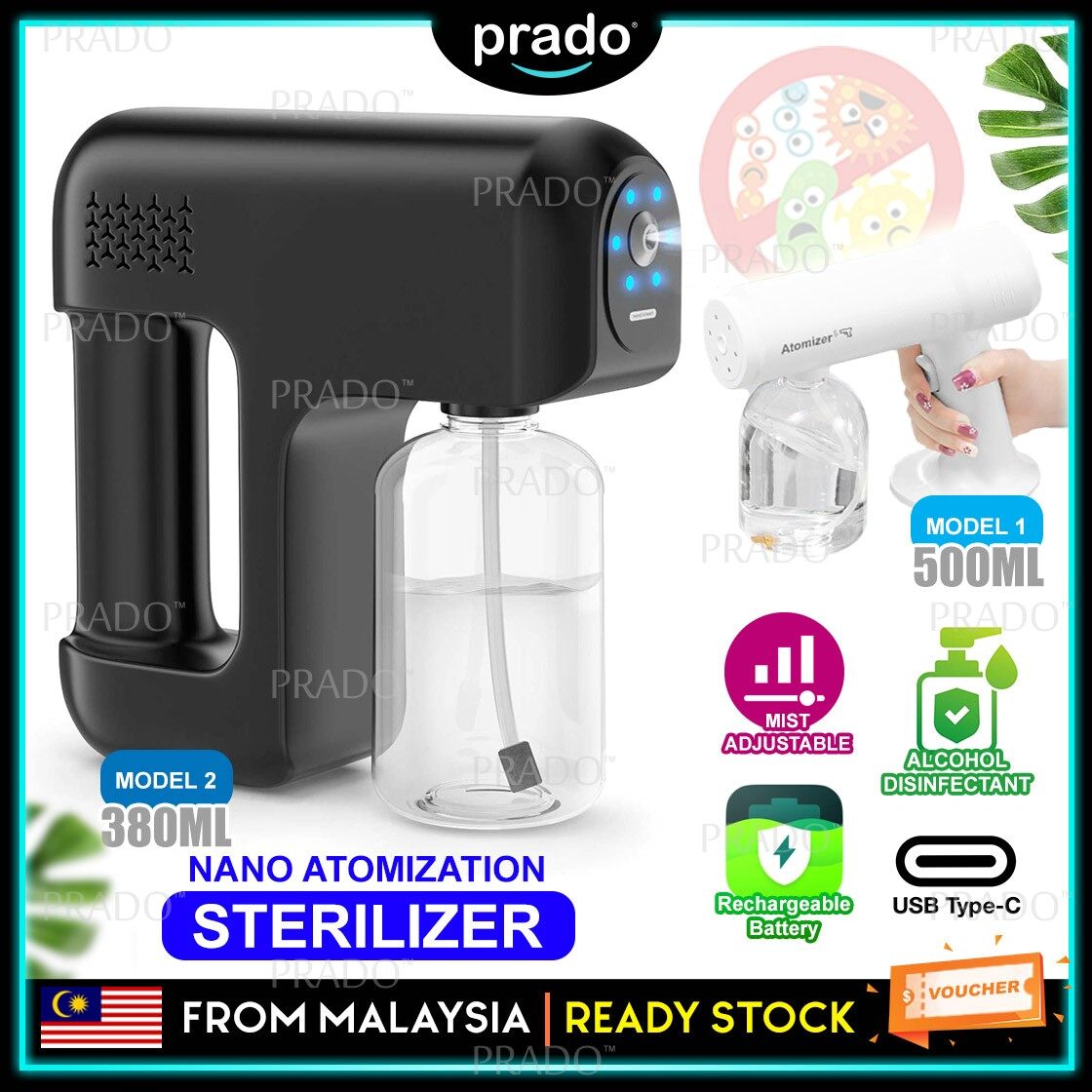 PRADO CLEAR STOCK Malaysia【READY STOCK】Nano Mist Disinfectant Atomizer