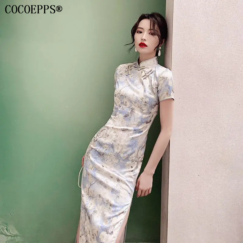 COCOEPPS dresses for women cheongsam 2024 旗袍连衣裙改良2024 New Temperament Retro Chinese Style Long Improved Cheongsam Young dress
