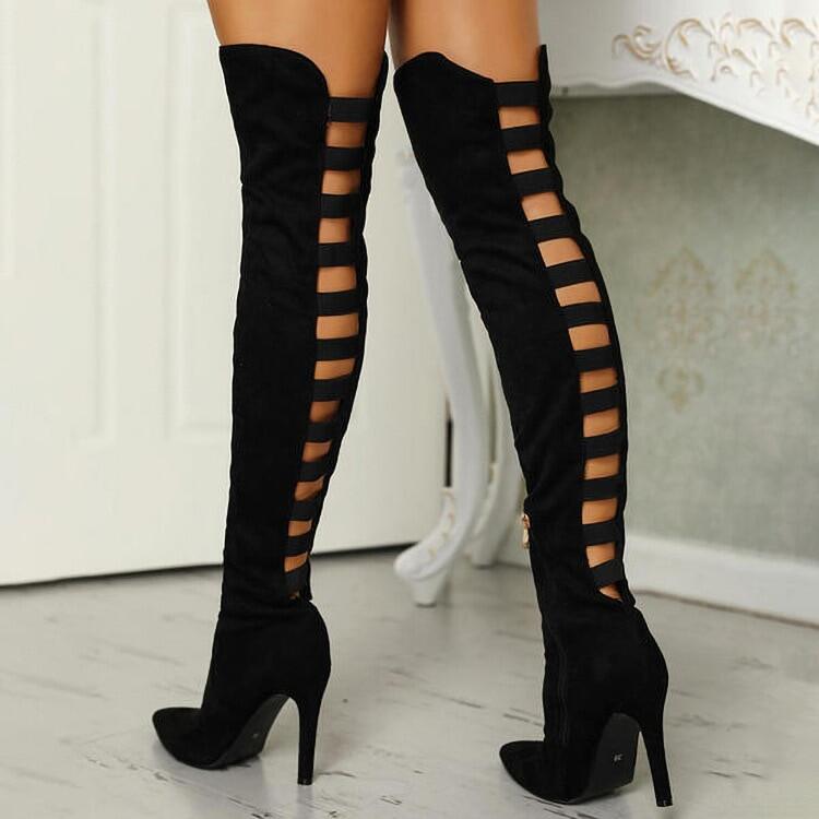 Details about   Women Block High Heel Stretch Ankle Boots/Over The Knee High Boots 41 42 43 L 