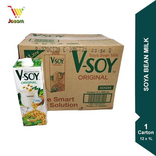 VSOY Original Soya Bean Milk UHT 1 Carton (12 x 1L) [KL & Selangor Delivery Only] Lazada