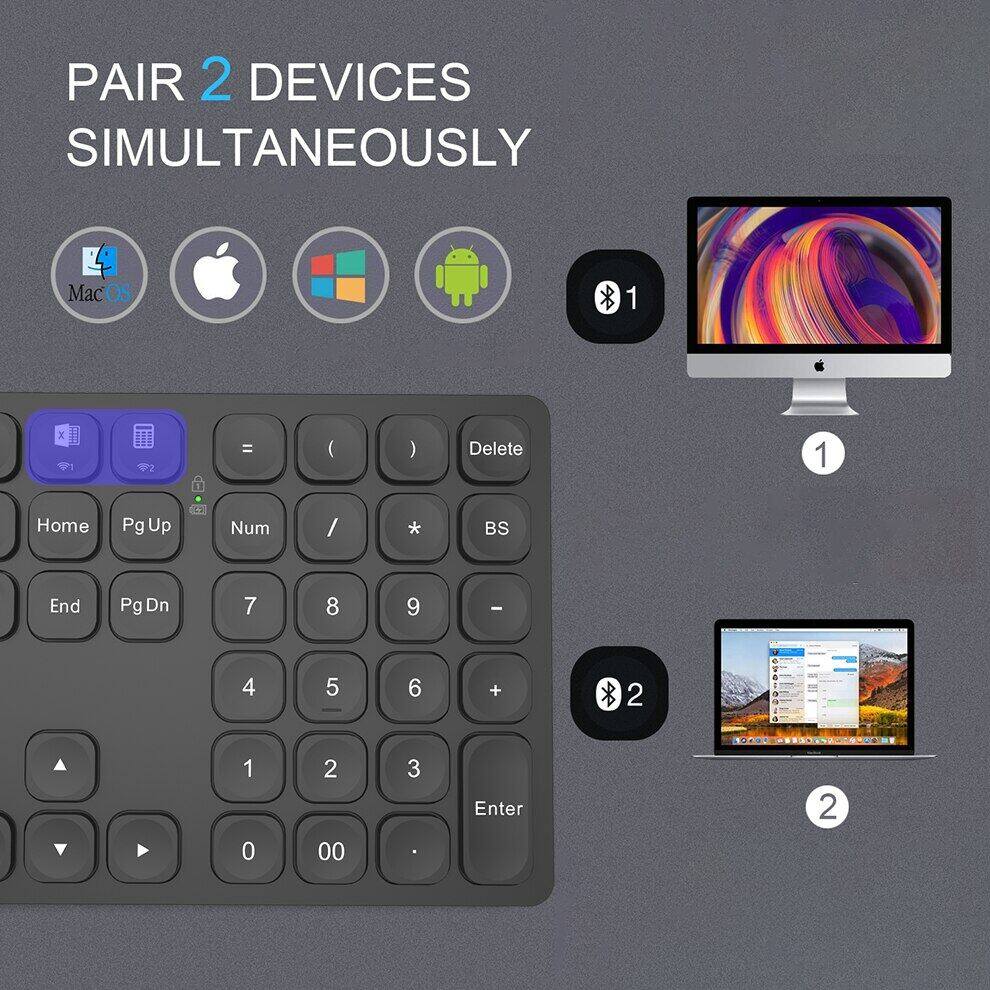 JOMAA Numeric keyboard Wireless Numeric Keypad Rechargeable 35Keys Numpad for Accounting Laptop Notebook Tablets PC Digital Keyboard