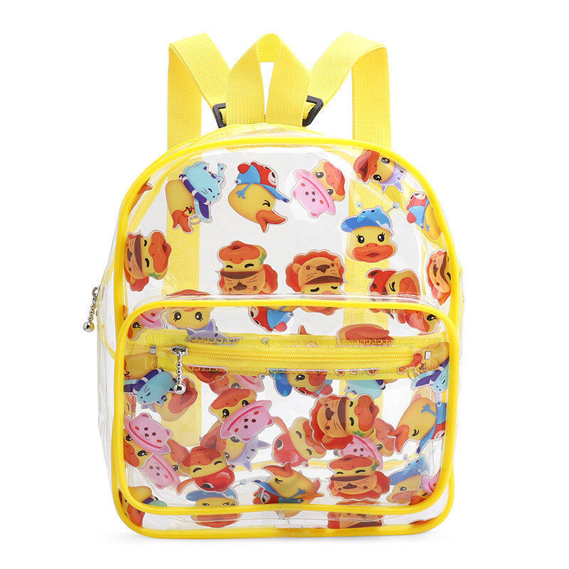 HOBIBEAR Children's school bag primary school student transparent bag kindergarten cartoon backpack PVC cute little yellow duck backpack