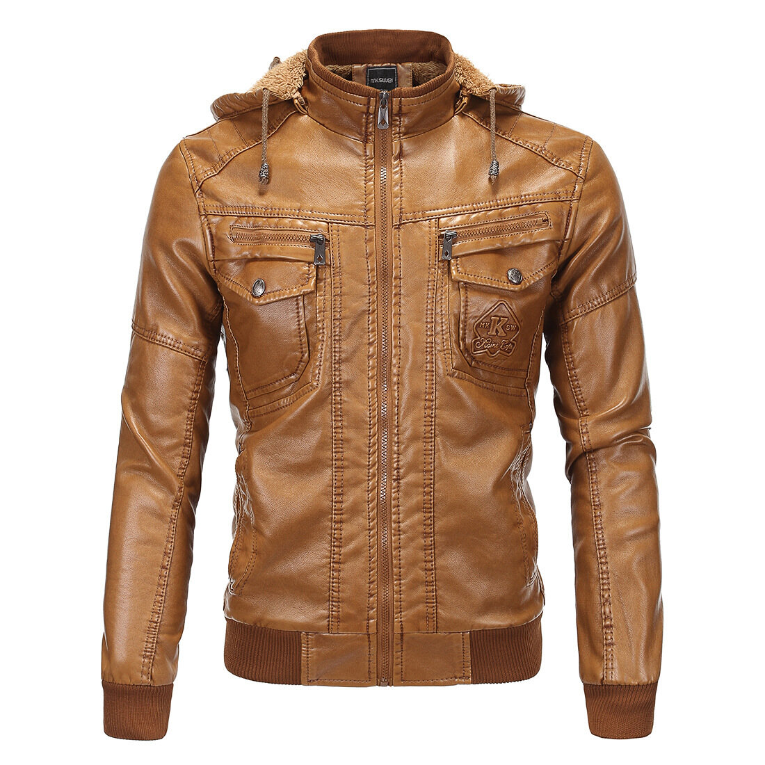 Autumn Winter Men's Motorcycle Leather Jacket Windbreaker Hooded Jackets Male Outwear Warm Biker PU Jackets