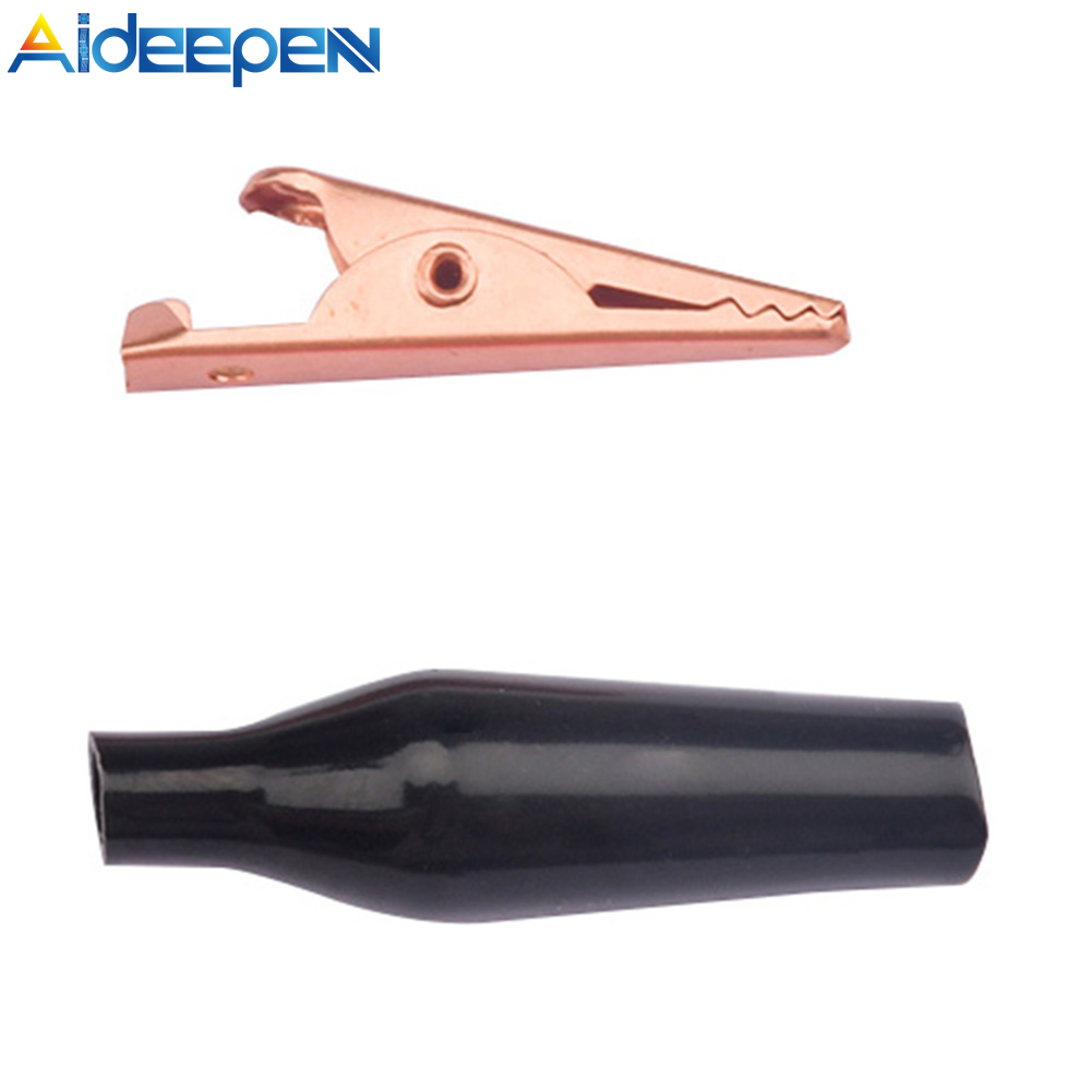 Aideepen 10A Alligator Medium Pure Copper Alligator Clamp with Protective Plastic Boot Red and Black Copper Test Clamp Wire Clip
