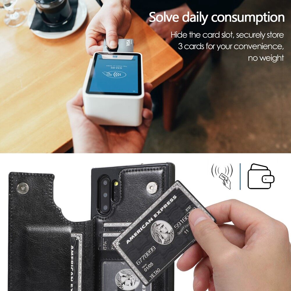 Dành Cho Ốp Lưng Samsung Galaxy Note 10 / Note 10 + Note 10 Plus Có Ngăn Đựng Thẻ PU Da Chân Đế Hai Lớp Vỏ Từ Tính Chống Sốc