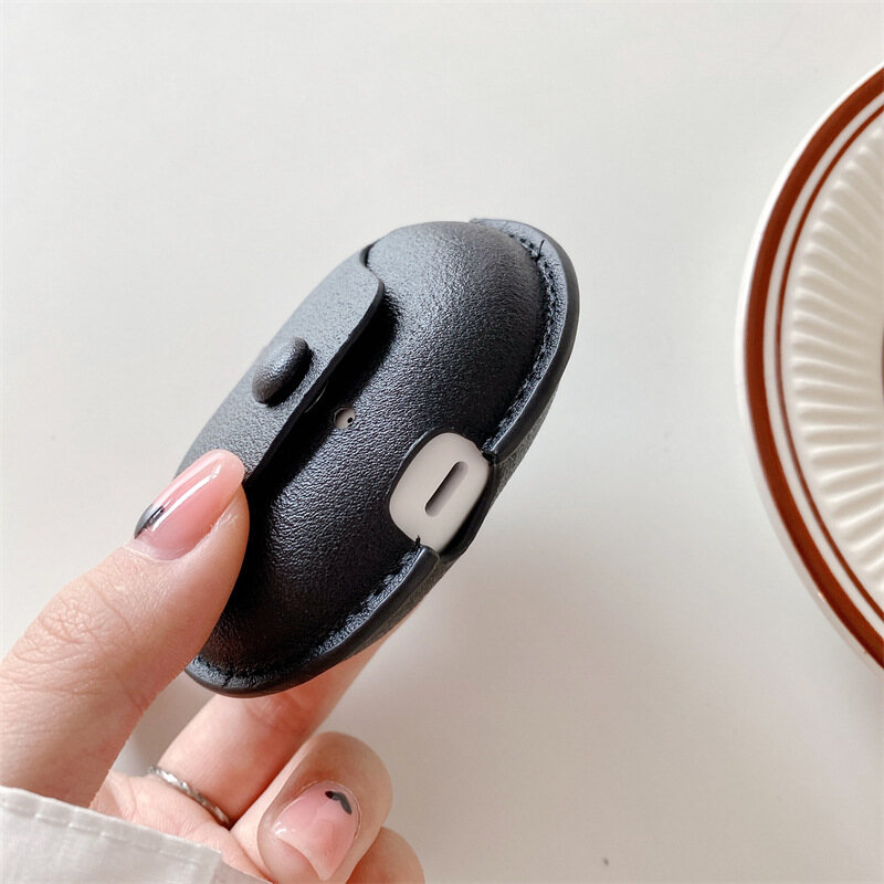 Bluetooth-compatible Headset  Case  Protective  Shell Simple Business Leather Case For Beats Studio Buds color:Dark brown