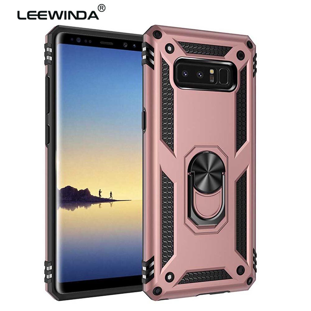 LEEWINDA For Samsung Galaxy Note 8 Phone Case,Luxury Armor Shockproof TPU+PC 2 in 1 360 Degree Rotating Holder Ring Back Cover