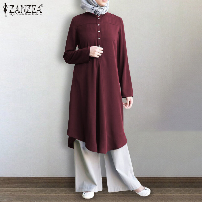 [Free Shipping] MOMONACO ZANZEA Muslimahผู้หญิงชุดมุสลิมแขนยาวCasualหลวมชุดอะบายาจิลแบ็บTopเสื้อทูนิกเสื้อ