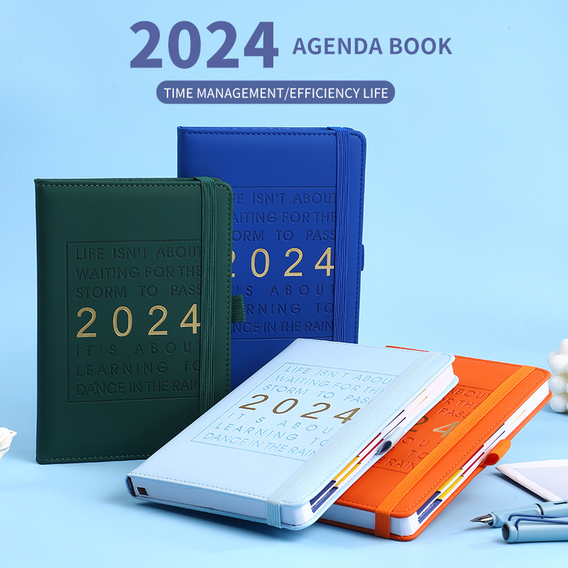 2024 chương trình nghị sự Nhật Ký kế hoạch chỉ số bên hàng tháng A5 kế hoạch hàng ngày máy tính xách tay Bộ Hộp Quà Tặng phiên bản tiếng anh lịch trình notepad đồ dùng học tập văn phòng