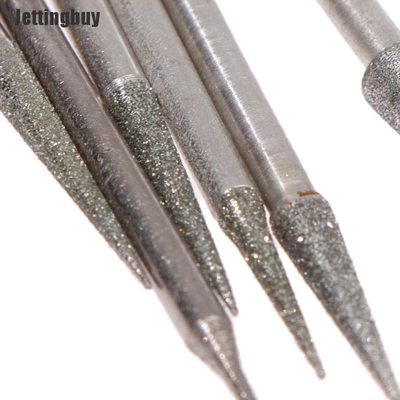 [Jettingbuy] 6Pcs 1-4mm Diamond Grinding Head Needle Bits Burrs Engraving Carving Tool 2.35mm