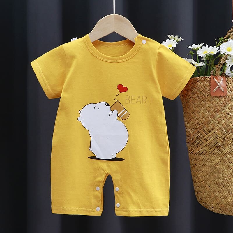 Children Boys Girls Body Jumpsuit Short Sleeve Clothing Set Cartoon Print Kids Romper
