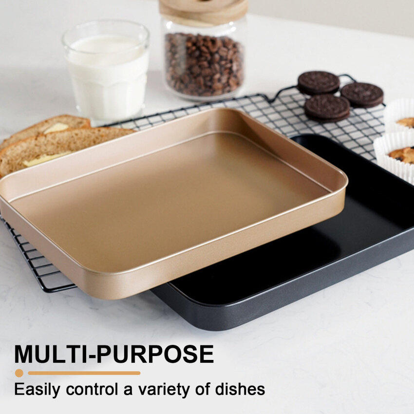 Rectangular Baking Tray Gold Black 10 Inch Carbon Steel Non-stick Cake Bread Mold Baking Pan Dish Cake Decorating Tools