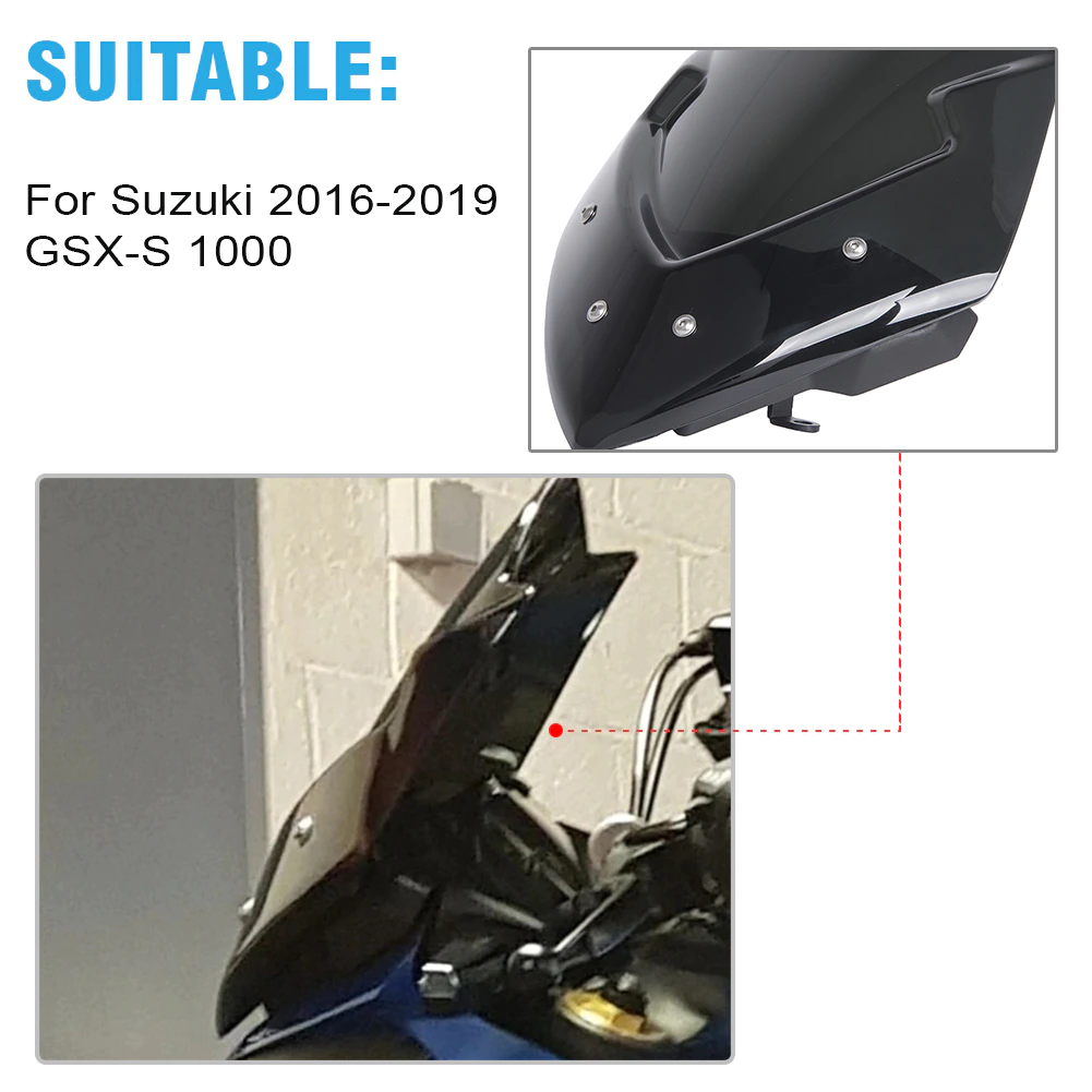 Allotmark Kính Chắn Gió Xe Máy GSXS1000 ABS Kính Chắn Gió Lá Chắn Màn Hình Đối Với Suzuki GSX-S1000 GSXS 1000 2016 2017 2018 2019 GSXS1000 Gió Làm Lệch (Khói/Khói Sáng/Xanh Dương)