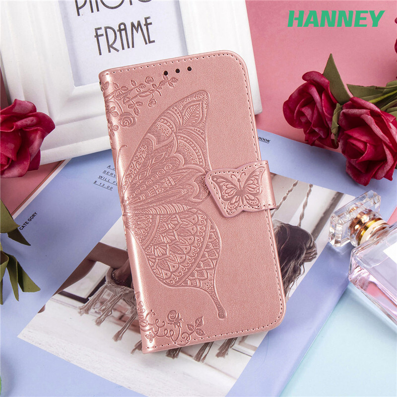 HANNEY For OPPO RENO 4 RENO 4 PRO Phone Case Flip Leather Casing Butterfly Flower Wallet Full Cover HZD-01