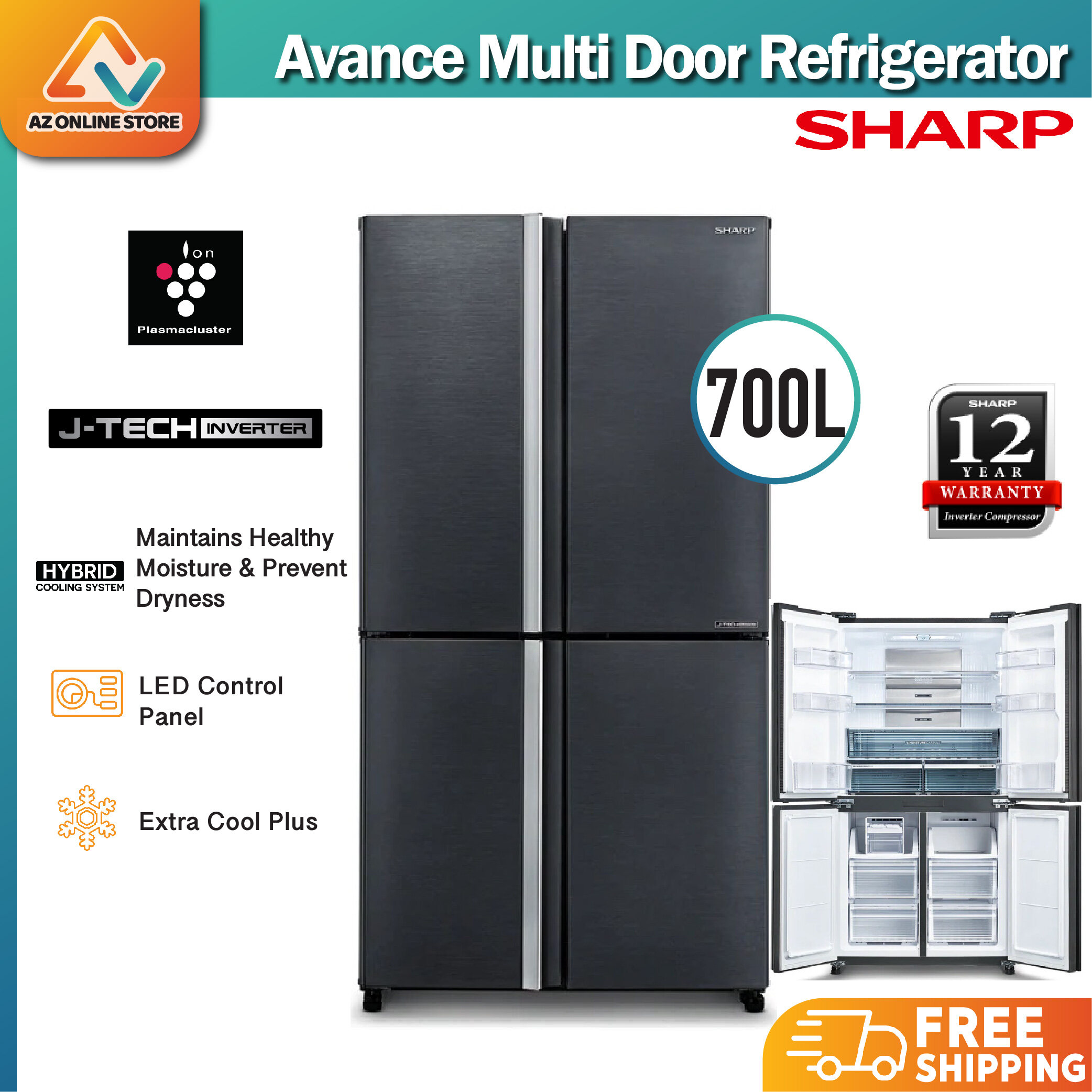[ NEW MODEL ] Sharp 700L JTech Inverter Technology 4 Door Refrigerator
