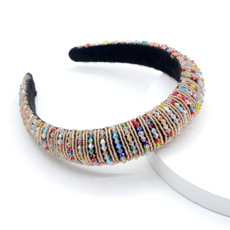 Gorgeous Baroque Sparkly Padded Women Headband for Women Full Crystal Headbands Wide Hairband Headwear Hair Accessories Gift