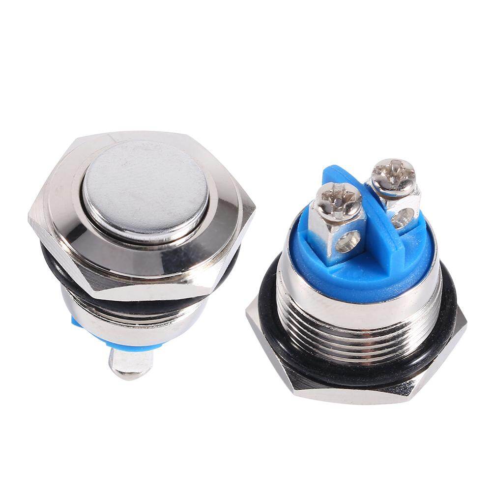 12V 16 Mm Xe Ô Tô Chống Nước Nhất Thời Kim Loại Nút Ấn On Off Sừng Công Tắc Bạc