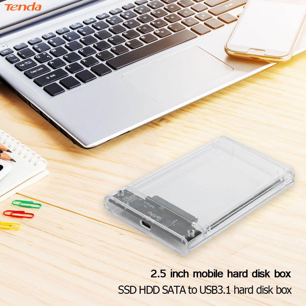 [Tenda] Transparent USB 3.1 Type-C Hard Drive Box 2.5 inch SATA HDD SSD Mobile Enclosure 125x78x13mm