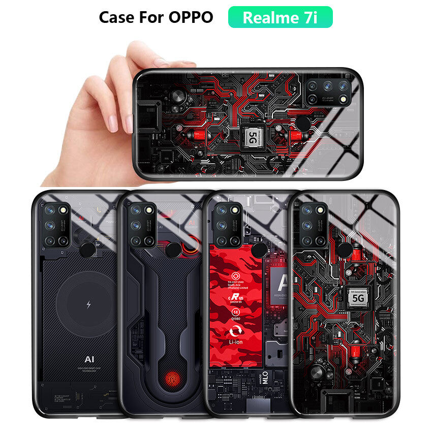 Ốp Honinga Cho Ốp Realme 7i Realme C17 Bảng Mạch Công Nghệ Vỏ Phiên Bản Chủ Đề Thám Hiểm Thăm Dò Ốp Lưng Điện Thoại Bằng Kính Cường Lực Ốp Lưng Ốp Cứng Cho Nam