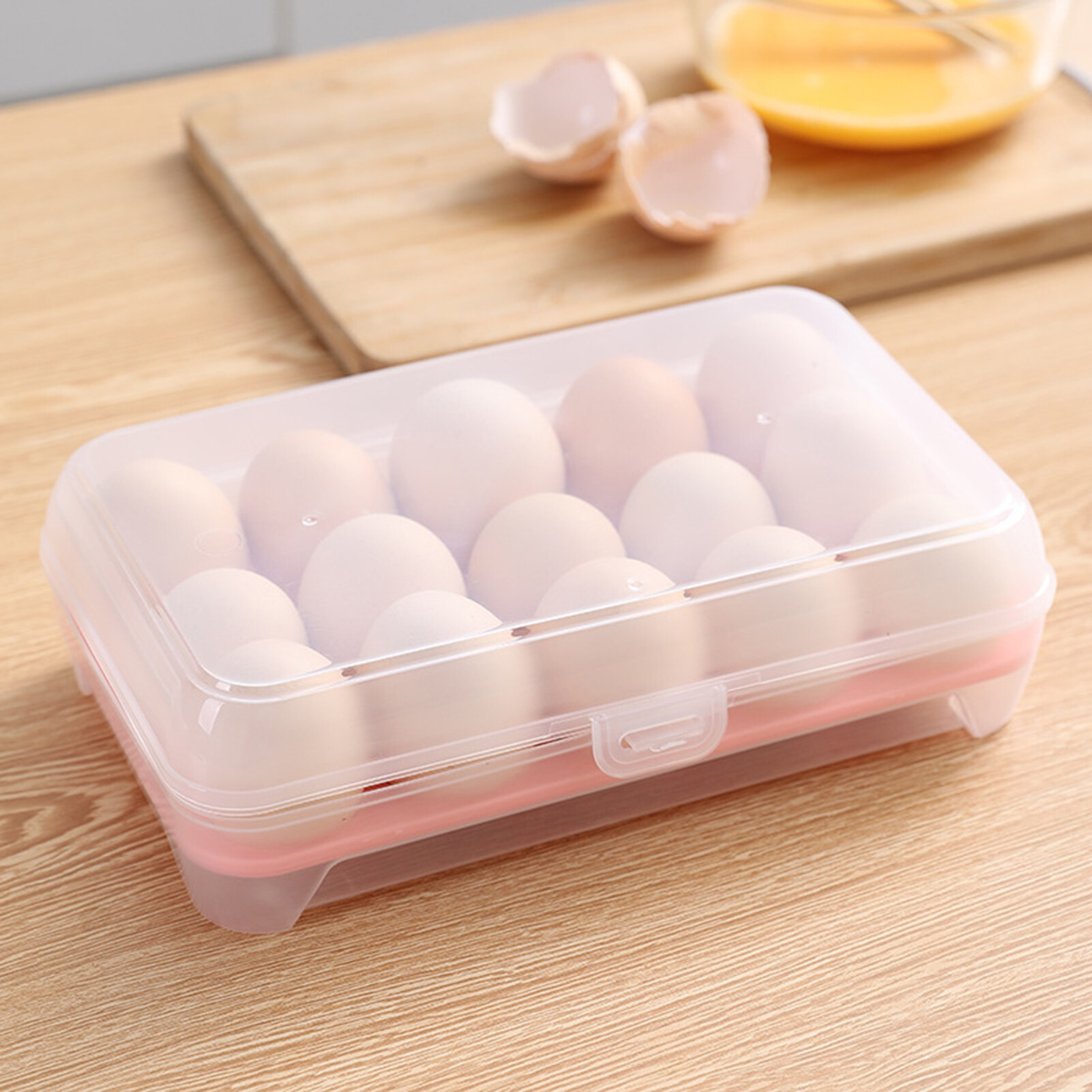 Terylin Egg Storage Box High Capacity Anti-Collision Transparent Visible 15 Grid Refrigerator Egg Fresh-keeping Box Kitchen Accessories Creative Egg Storage