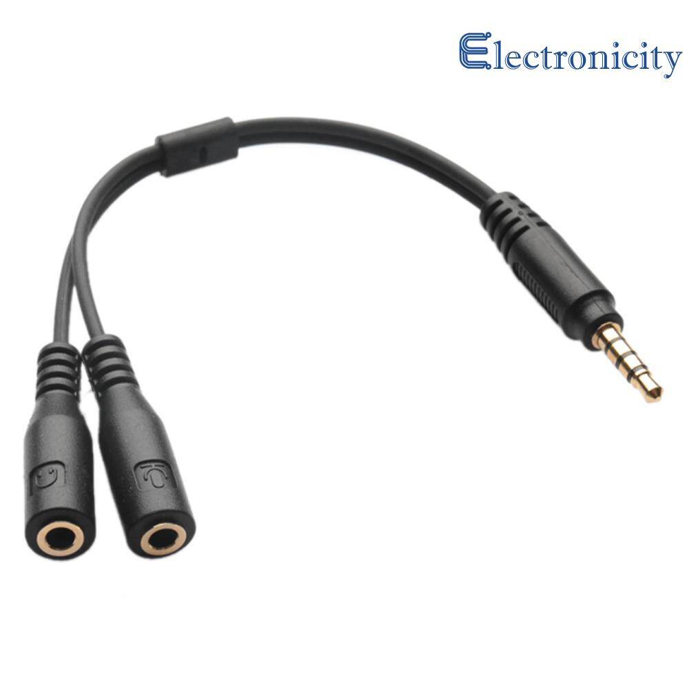 3.5mm Stereo Audio Male to 2 Female Headphone Mic Y Splitter Cable Adapter