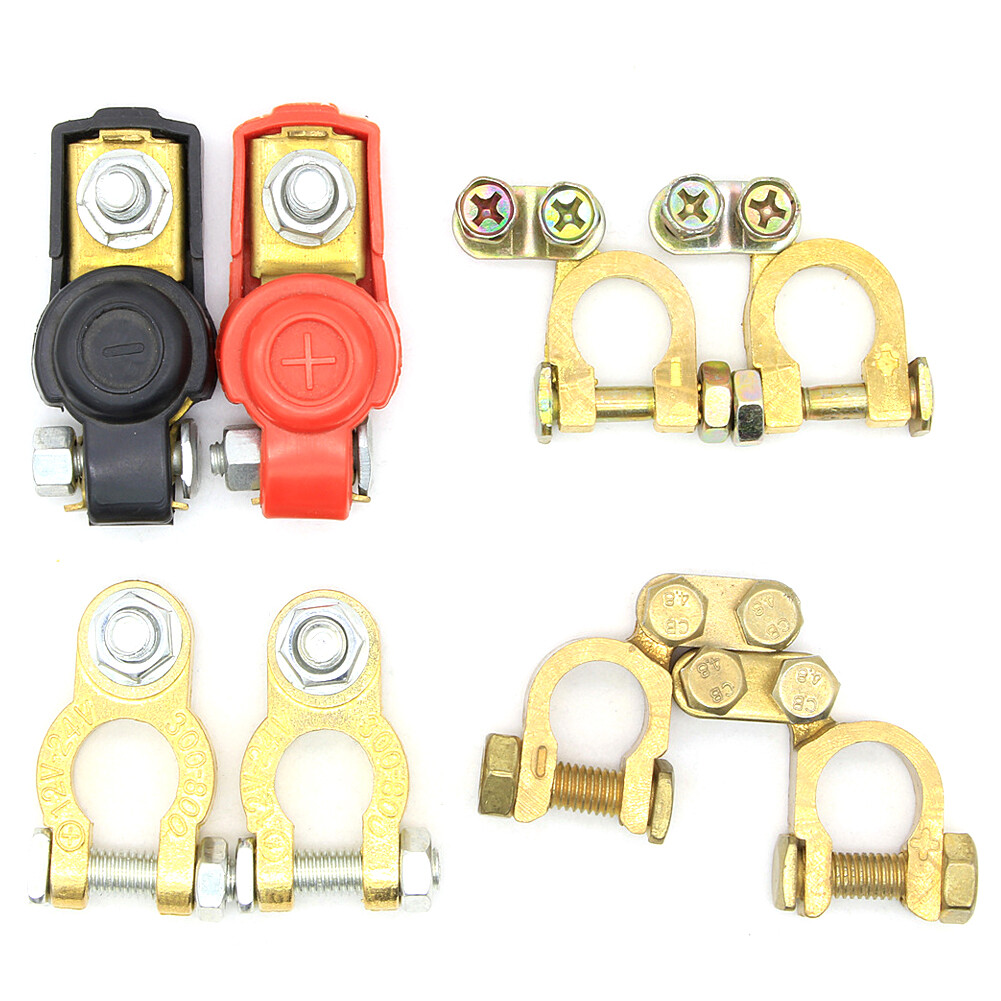 JaneDream 2Pcs Car Battery Terminals Wire Cable Clamp Top Quick Post Terminal Positive & Negative Electric Connector Clamps Auto Accessorie