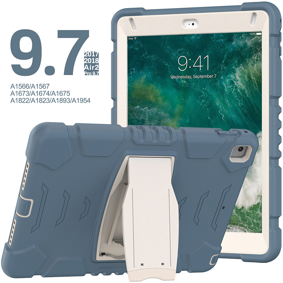IFar Ốp Lưng Bảo Vệ Ba Lớp Có Chân Đế, Ốp Chống Sốc Cho iPad 9.7 Vỏ Silicon Pro 9.7 Air 2 Thế Hệ Thứ 5 + Bút Stylus